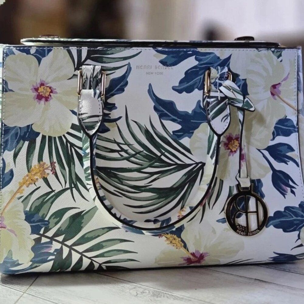 Rare Vintage Henri Bendel Tropical Floral Tote Bag - Picture 10 of 11